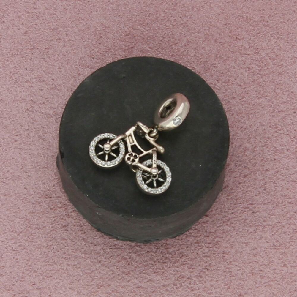pandora sterling silver authentic cz bicycle dangle bead (797858) charm